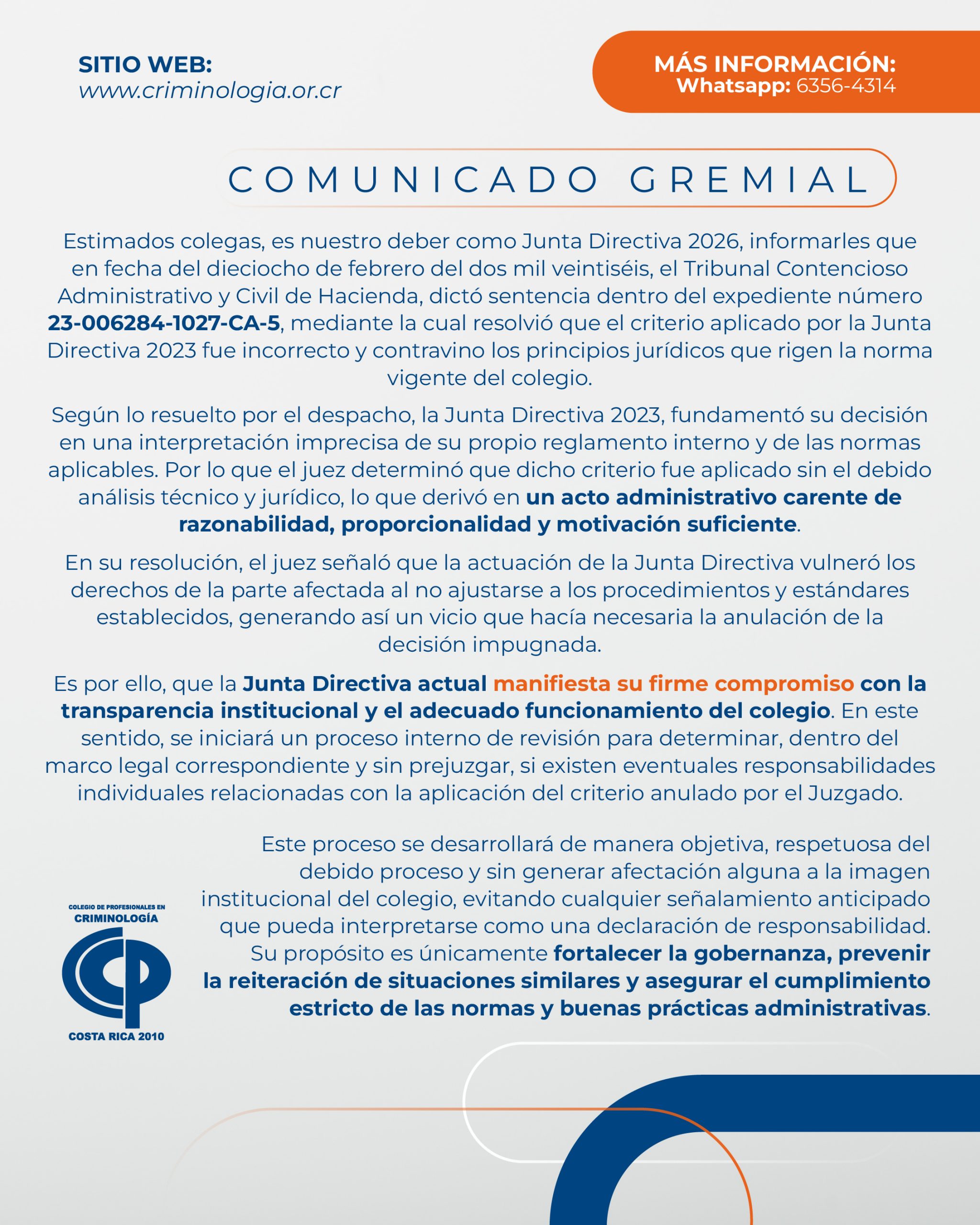 Comunicado Gremial – 09 de marzo, 2026